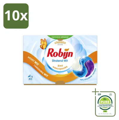 Produktbild von 10 x Robijn Stralend Wit 3-in-1 Wascapsules - Großpackung - 10 Stücke