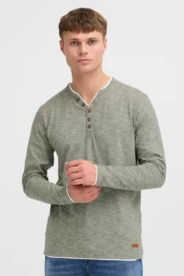 Produktbild von SOLID SDBelagos Herren Longsleeve Langarmshirt Shirt mit Grandad-Ausschnitt 100% Baumwolle Regular fit