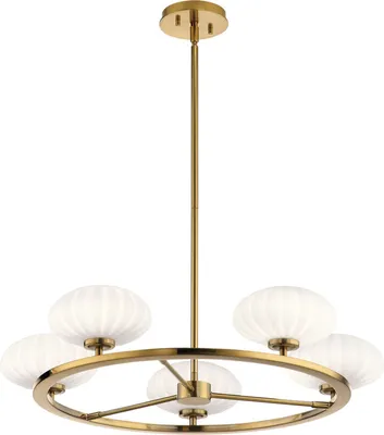 Produktbild von Kronleuchter Metall Glas Ø 71,1 cm H: max. 103,2 cm IP44 in Gold Weiß G9 rund warmweißes Licht 3000 K 1500 lm