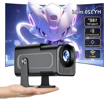 Produktbild von Mini-Projektor – Tragbarer Beamer – Heimkino – Automatische Trapezkorrektur – 1080p-Auflösung – Weiß