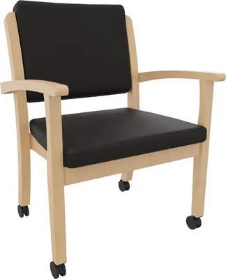 Produktbild von Schwerlaststuhl Alexander XXL auf Rollen – Stabiler Stuhl mit Armlehnen für Adipositas bis 250 kg.Stoffbezug:Kunstleder Soft Schwarz,Sitzhöhe:58,5cm