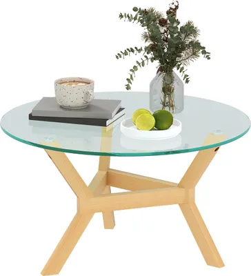 Produktbild von Verstellbarer Glas-Beistelltisch mit Stahlrahmen für Wohnzimmer & Schlafzimmer