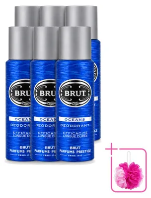 Productafbeelding van 6 x Brut Oceans Deodorant Spray - 200 ml - Voordeelverpakking - 6 stuks