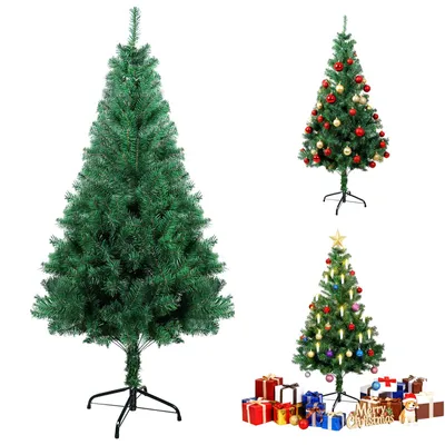 Produktbild von Künstlicher Weihnachtsbaum 120 cm, 200 Spitzen, Künstlicher Tannenbaum in grün, Christbaum mit Metallständer, schwer entflammbar Weihnachtsbaum XM003