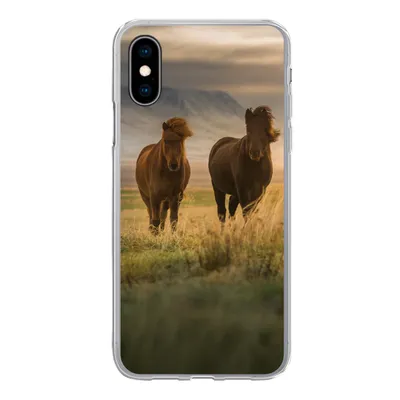 Produktbild von MuchoWow® Handyhülle Schutzhülle Hülle für iPhone X Pferde - Luft - Gras Silikon Softcase Handy Hülle - Handyhülle