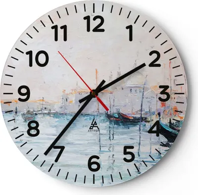 Produktbild von Wanduhr - Rund - Glasuhr - Venedig Basilika - 40x40cm - Schleichendes Uhrwerk - Lautlos - zum Aufhängen bereit - Dekoration Modern - Wanddekoration aus Glas - C4AR40x40-3662