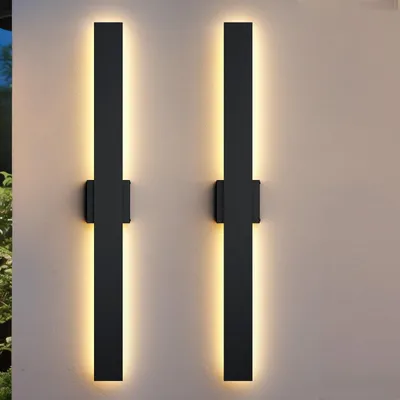 Wandleuchte außen 2er-Set 80 cm, dimmbar, IP65, 3000–5000K, schwarz