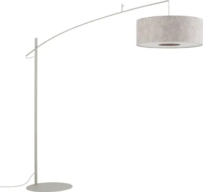 Produktbild von Stehlampe Stoff Metall E27 230 cm Beige Seidengrau Modern Stehleuchte