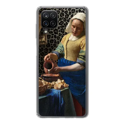Produktbild von MuchoWow® Handyhülle Schutzhülle Hülle für Samsung Galaxy A12 Milchmädchen - Kunst - Pantherdruck - Vermeer - Gemälde - Alte Meister Silikon Softcase Handy Hülle - Bild