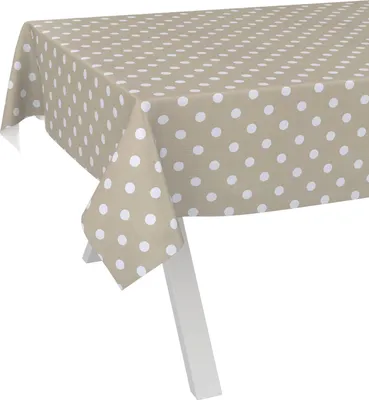 Produktbild von Tischdecke Gepuntet Punkte Beige 120x140cm Schnittkante Wachstuch abwaschbar