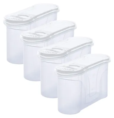 Produktbild von Novaliv Schüttdosen 4 STÜCK Vorratsdose zum Streuen 1,3 Liter - Maße (LxBxH): 22 x 13 x 8,5 cm - Dose mit Deckel 1l für Müsli Mehl Zucker Dosen Küchen Organizer Food Box Meal-Prep-Boxen