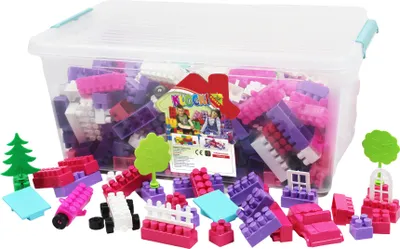 Image de Blocs de construction grand format pour filles Boîte de 500 éléments avec roues