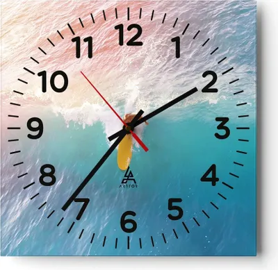 Produktbild von Wanduhr - Quadrat - Glasuhr - Surfen Welle Licht - 40x40cm - Schleichendes Uhrwerk - Lautlos - zum Aufhängen bereit - Dekoration Modern - Wanddekoration aus Glas - C4AC40x40-4409