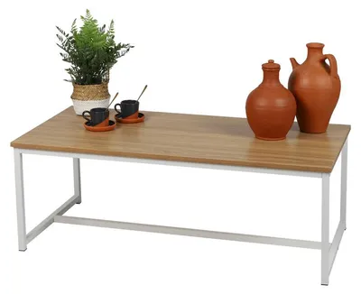 Image de Table basse en bois et létal "La Casa Blanca" - Blanc - L 100 x P 50 x H 36 cm