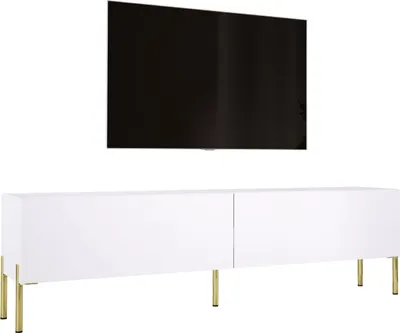 Obrázek produktu pro TV ÚLOŽNÝ STOJAN : matně bílý se zlatými nožičkami, 170 x 52 x 32 cm