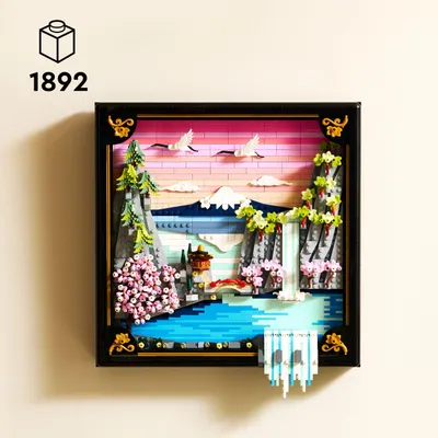 Produktbild von LEGO Art Japanische Kirschblütenlandschaft - DIY Set - Bauset für Erwachsene - 3D Wandkunst im Rahmen mit dem Fuji-Berg, Sakura (Kirschblüten) und Wasserfall - Geschenk für Männer und Frauen - 31218
