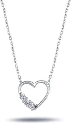 Produktbild von Halskette mit Tria-Diamant Herz Anhänger mit Kette in 14 Karat Weißgold