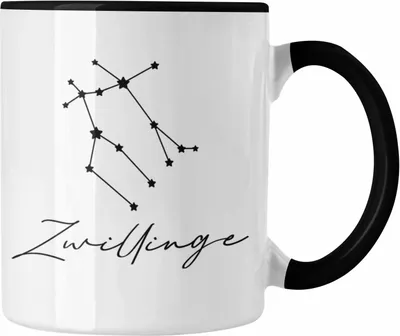Produktbild von Trendation - Zwilling Sternzeichen Tasse Geschenk Horoskop Tierkreiszeichen (Schwarz)