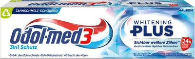 Produktbild von Odol-Med3 Zahncreme Whitening Plus 75 ml | 12 Stück | Aufhellend, Karies- und Plaque-Schutz, Frischer Atem, Vorratspack