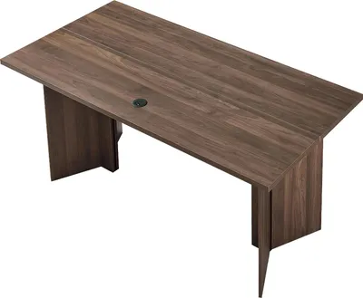 Produktbild von SucceBuy Moderner Chefschreibtisch (160 cm Länge) mit Kabeldurchführung, gefertigt aus Wabenplatte und Spanplatte, belastbar bis 113,4 kg, ideal als Computertisch für Arbeit, Studium oder Schreiben, Braun und Schwarz