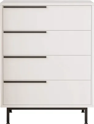 Produktbild von Kommode mit 4 Schubladen Rebecca Mobili Vahona 95x75x44,5 Spanplatte Eisen Weiß Dunkelgrau Modern
