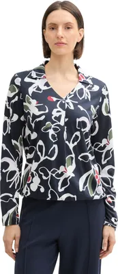 Produktbild von Tom Tailor Damen Longsleeve mit Kragen, 36554 - Painterly Floral Design, L