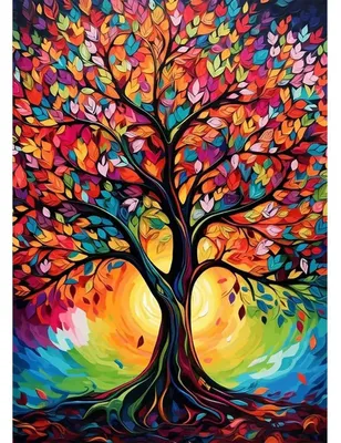 Image de Kit de peinture diamant 5D, motif "Arbre de vie", couleurs vives, dimensions 30x40 cm
