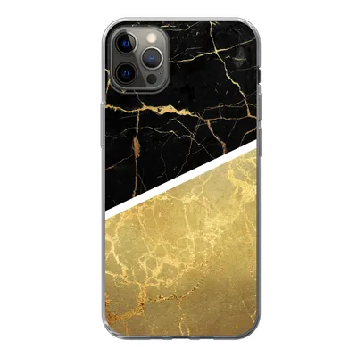 Produktbild von MuchoWow® Handyhülle Schutzhülle Hülle für iPhone 13 Pro Max Marmor - Schwarz - Gold Silikon Softcase Handy Hülle - Mobiltelefon