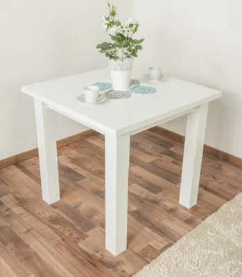 Produktbild von Esstisch 80x80 cm Kiefer massiv, Farbe: Weiß