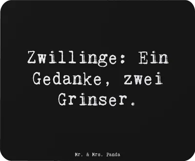 Produktbild von Mr. & Mrs. Panda Mouse Pad Spruch Zwillingsgeschwister Grinser - Schwarz - Geschenk, Zwillinge, laptop mauspad, Mousepad, Geschenke, Geschwister, pc mausunterlage