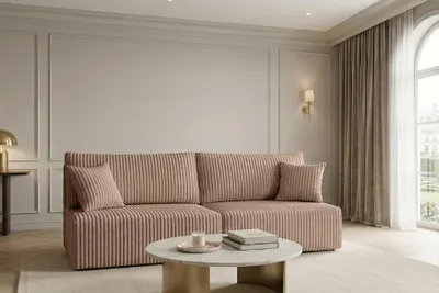Image de Canapé-lit avec coffre de rangement tissu velours côtelé Tilia, marron, BEST MINI