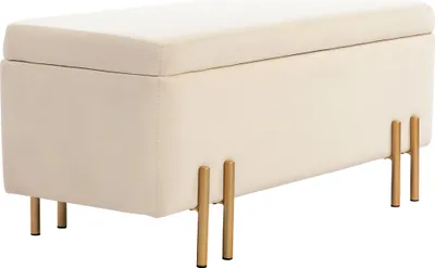 Produktbild von Truhenbank mit Stauraum, Beige, 100x40x42 cm, Schaumstoff, Metall, Kautschukholz