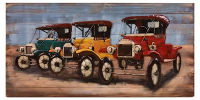 Produktbild von 3D-Metallbild Oldtimer - Stahl Bunt 5x70x140cm | Wandbild Wohnzimmerbild Dekobild Flur Büro