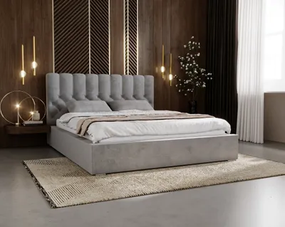 Obrázek produktu pro Čalouněná postel 160x200 Sevilla – manželská postel s roštem, úložným prostorem – samet, čalouněné čelo, šedá
