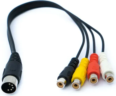 Produktbild von SYSTEM-S Cinch 4 RCA Kabel 30 cm Buchse zu DIN 5 polig Stecker Stereo Adapter Schwarz