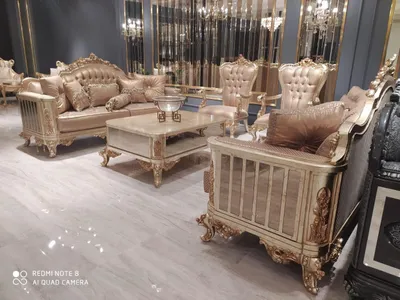 Produktbild von Klassische Barock Rokoko Chesterfield 5tlg. Couchtisch Beige Sofa Möbel