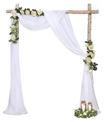 Image de Rideau en voile, 160 x 800 cm - Idéal pour la décoration de mariage - Rideau de fond - Léger - Lavable et réutilisable - Tissu en coton décoratif
