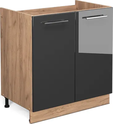 Produktbild von Spülenunterschrank Vicco Fame-Line Anthrazit Hochglanz 80 cm ohne Arbeitsplatte, Model 38339