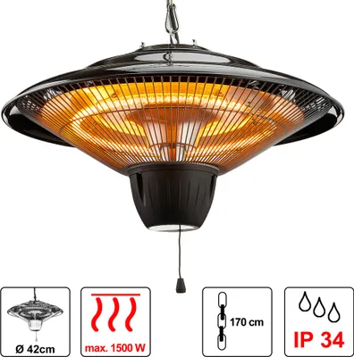 Produktbild von Elektrischer Deckenheizstrahler ca. Ø42cm 1500W Outdoor Garten Terrasse