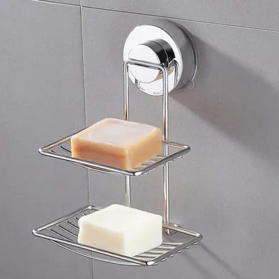 Produktbild von Seifenschale mit Saugnapf, doppelt, aus Edelstahl, für Bad und Dusche