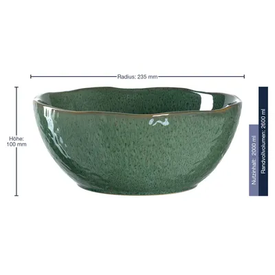 Immagine prodotto di Leonardo Matera ciotole in Vetroceramica, set di 2, insalatiere lavabili in lavastoviglie, 2 ciotole rotonde in gres, verde, Ø 23,5 cm, 2600 ml, 018585