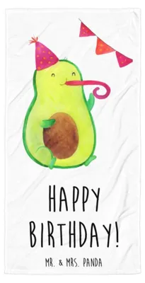 Produktbild von Mr. & Mrs. Panda Strandtuch Avocado Geburtstag - Weiß - Geschenk, Happy Birthday, Feier, Duschhandtuch, Reisehandtuch, Duschtuch, Party, Alles Gute, Handtuch