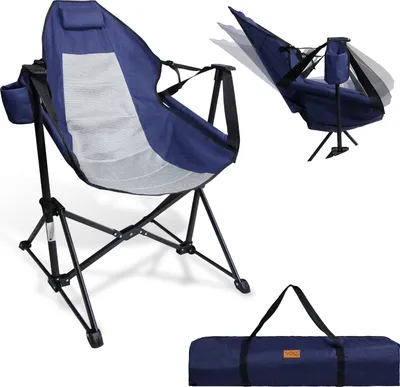 Produktbild von CCLIFE Schaukelstuhl Campingstuhl Gartenstuhl Faltbar klappstuhl outdoor Regiestuhl, Color:Blau