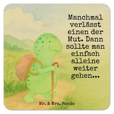 Produktbild von Mr. & Mrs. Panda Tischuntersetzer Schildkröte Wanderer Design 100er Set - Weiß - Geschenk, Schildkröten, Rucksack, bieruntersetzer, Motivationssprüche, Motivationsspruch