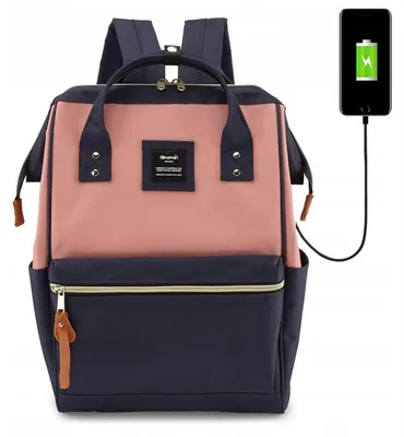 Produktbild von Himawari 9001 Damen Schulrucksack mit USB dunkelblau-rosa