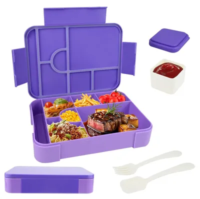 Broodtrommel 1330 ml mit 7 Fächern, BPA-frei, lila