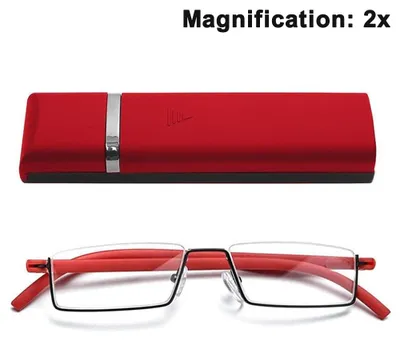 Produktbild von Klare Halbrahmen-Lesebrille für Damen und Herren, leichte Computerlesebrille mit tragbarem Spiegelfach
