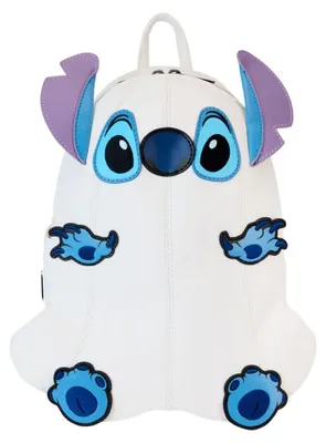 Imagen del producto de Mochila Loungefly de Disney, Stitch, diseño fantasma – 22,5 x 26,25 x 20 cm –  – Con efecto luminoso