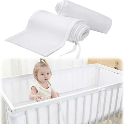 Produktbild von Bettumrandung für Babybetten, verstellbares Netzgitter, Kantenschutz für Kinderbetten
