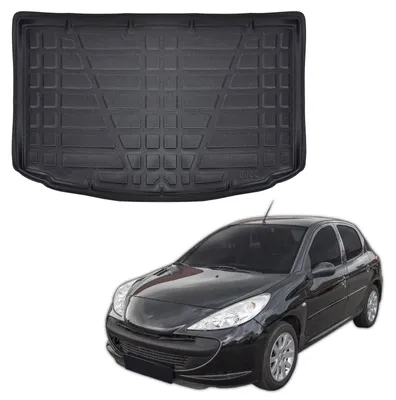 Produktbild von SCOUTT | Kofferraumwanne Laderaumwanne Kompatibel mit Peugeot 206 Hatchback 1999-2016, mit Hoher Rand, Kofferraum-Schutzmatte, Geriffelt, Aufrollbar, Schwarz